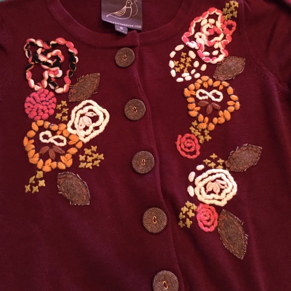 Knitted Dove Cardi sz S EUC embroidery - Picture 2 of 4